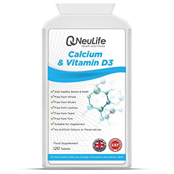 Calcium 500mg and Vitamin D3 200iu - 120 Tablets - by Neulife Health and Fitness