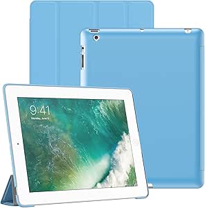 JETech Case for iPad 2/3/4, Protective Hard Back Shell Soft-Touch Tablet Stand Cover, Auto Wake/Sleep (Blue)