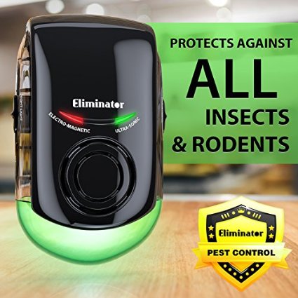 Eliminator Plug-in Pest Repeller with Night Light - Eradicates All Types of Insects and Rodents