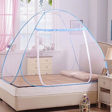 Free Installation Mosquito Net, ZONV Pop Up Mosquito Canopy Foldable Mongolia Package Encryption Dome Netting Tent for Bed ,Students,Camping,Travel
