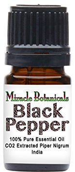 Miracle Botanicals Co2 Extracted Black Pepper Essential Oil - 100% Pure Piper Nigrum - Therapeutic Grade 5ml