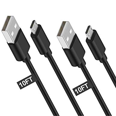 [2-Pack 10ft] Micro USB Cable, HOUPU Fast Charger & Sync Data Cord for Kindle Fire, Android, Samsung Galaxy S7 S6 Edge, Note 5/4/2, LG G4, HTC, Nokia, Sony, Motorola G5