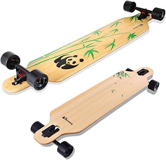 Lrfzhicg Drop Through Longboard Bamboo Downhill Cruising Longboard Skateboards