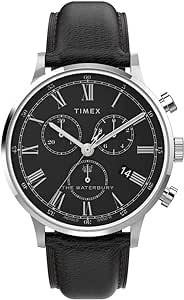 Timex Men's Waterbury Classic Chrono 40mm Stainless Steel Quartz Dress Watch with Leather Strap