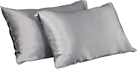 LilySilk 2pc Silk Pillowcase Set Standard Luxury Both Sides Real 19 Momme Mulberry Charmeuse Silvergray Standard