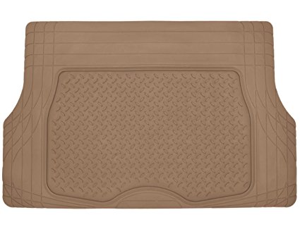 Motor Trend Heavy Duty Rubber Cargo Mat Trunk Liner for Car SUV Auto (Beige) - Odorless All Weather