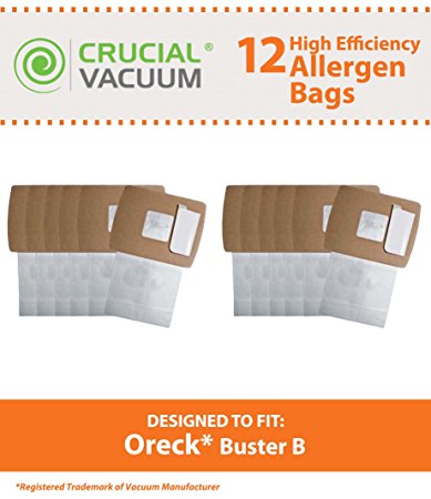 12 Replacements for Oreck Buster B Paper Bags, Compatible With Part #PKBB12DW, by Think Crucial