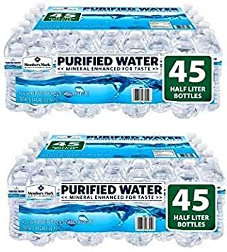 2 Pack Purified Bottled Water (Pack of 45) 16.9 Fl Oz