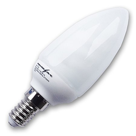 3 X 11w SES Candle Shape Energy Saving Light Bulb. Warm White. Small Edison Screw Cap E14 Fitting. 500 Lumen.