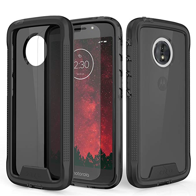 Zizo ION Series compitable with Motorola moto e5 Cruise Case Military Grade Drop Tested with Tempered Glass Screen Protector e5 Play BLACK SMOKE