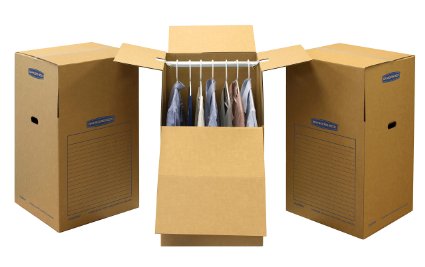 Bankers Box SmoothMove Moving Boxes Wardrobe, 24 x 24 x 40 Inches, 3 Pack (7711001)