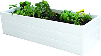 Nuvue Products 26005 Patio 16" Wide x 44.5" Long x 11.5" High-White Garden Planter Box, 16" x 44.5" x 11.5"