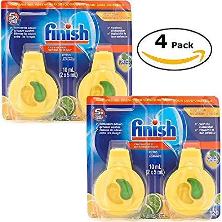 Finish Dishwasher Freshener, 220 washes, Citrus Lemon Lime Scent, Pack of 4, 0.17 fl oz / 5ml