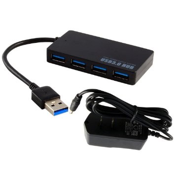 USB 3.0 Hub,Leedemore 4 Port USB 3.0 Hub with 5V/2A Power Adapter Super Speed Data Transfer Rates up to 5Gbps for Laptops, Ultrabooks and Tablet PC