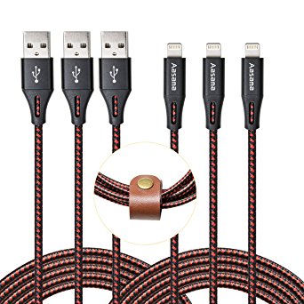 iPhone Cable, Aasama 3 Pack 6 Feet Certified Nylon Braided 8 Pin Lightning to USB Cable for iPhone 7/7 Plus/6/6s/6 Plus/6s Plus/5s/5c/5/SE, iPad Pro, Air, Mini, iPod Nano 7