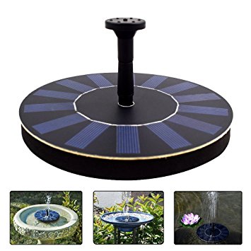 COSSCCI Submersible Solar Powered Water Fountain Pump Kits with Solar Panel Free Standing for Bird Bath, Small Pond, Fish Tank and Patio Garden Decoration (1.4W & Round Shape)