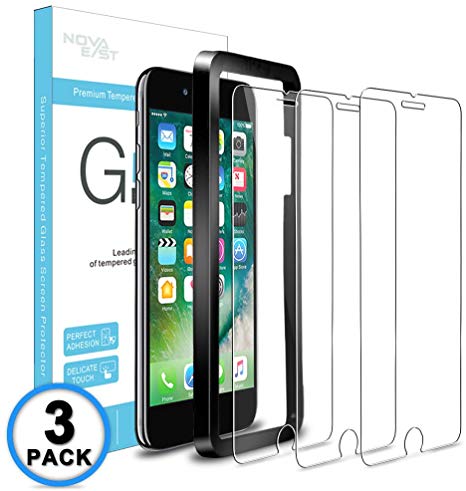 Novaeast Tempered Glass for iPhone 8,7,6s,6 Screen Protector 4.7-Inch with Easy Install Frame, 3-Pack