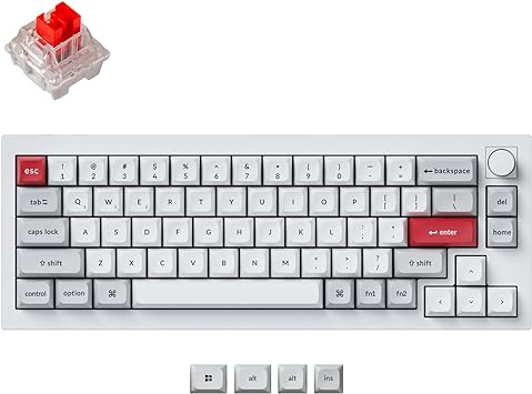 Keychron Q2 Pro RGB QMK/VIA Bluetooth Wireless Custom Mechanical Keyboard, Full Aluminum Programmable Knob Hot-Swappable K Pro Red Switches KSA Double-Shot PBT Keycaps for Mac Windows Linux - White