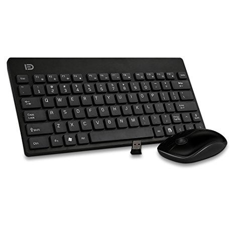 [Updated] Wireless Keyboard and Mouse Combo, Foxcesd Ultra Compact Wireless Whisper-Quiet Portable Keyboard & Mouse Set No Laser Light Mouse With 2-in-1 Nano Receiver for PC and Mac (Black Delete Key)