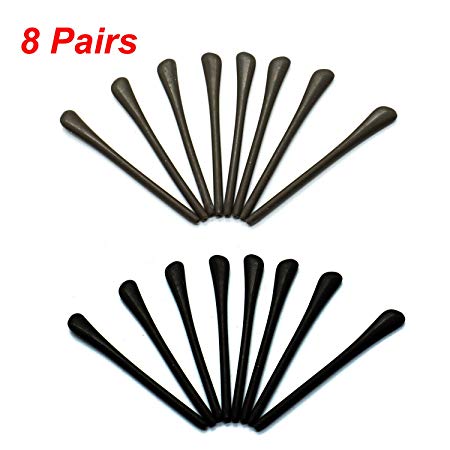 IDS 8 Pairs Silicone Eyeglass End Tips Ear Sock Pieces Tube Replacement for Thin Metal Eyeglass Legs, Black, Coffee