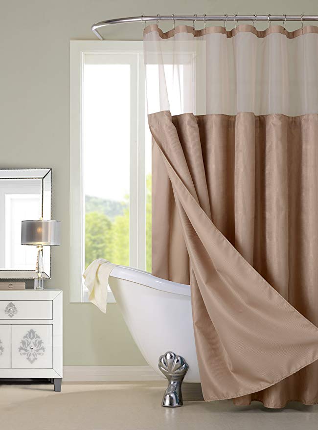 Dainty Home Waffle Complete Shower Curtain, Mocha