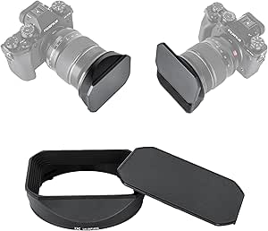 JJC Metal Square Lens Hood Shade for Fuji Fujifilm Fujinon XF 16-55mm f/2.8 R LM WR Lens, XF 16-55mm Metal Lens Hood, with Protective Hood Cap, No Vignetting, Not Affect The Use of 77mm Filter