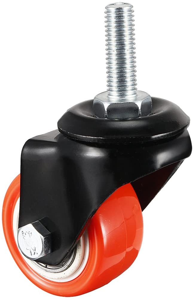 uxcell 1.5 Inch Swivel Caster Wheels PU 360 Degree Threaded Stem Caster Wheel Orange, M8 x 25mm, 110lb Capacity, 1 Pcs