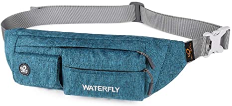 Waterfly Waist Bag Pack Slim Water Resistant Fanny Pack Travel Bum Bag Running Belt for Traveling Cycling Hiking Camping