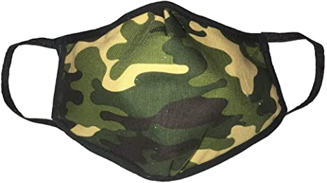 Adult Washable, Filtered PPE Mask (Green Camo, X-Large)