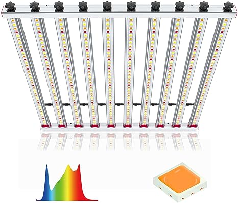 Dommia LED Grow Light 650W 10 Bars Pre-Install Full Spectrum ETL Plant Growing Lights Fixture WarmWhite Grow Lamp for Hydroponic Greenhouse Commercial 4x4ft 5x5Ft Grow Tent Veg Flower (DM6000)