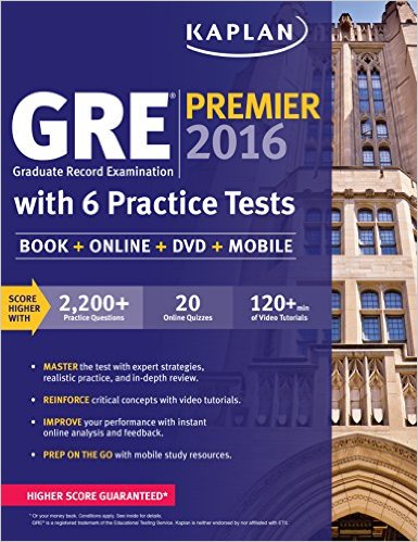 GRE Premier 2016 with 6 Practice Tests: Book   Online   DVD   Mobile