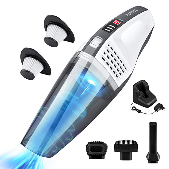 NOVETE Handheld Vacuum Cordless, 7kPa Portable Hand Vac Cleaner with HEPA Filter, 14.8V Lithium with Quick Charge, Lightweight Wet Dry Use for Home Pet Hair Car Cleaning