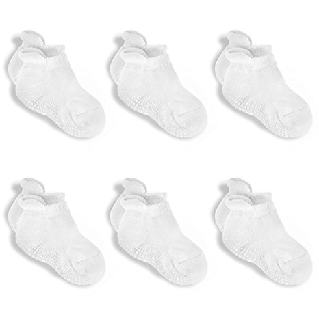 LA Active Baby Toddler Grip Ankle Socks - 6 Pairs - Non Slip/Skid Covered