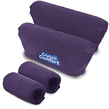 Universal Crutch Underarm Pad and Hand Grip Covers - Luxurious Soft Fleece with Sculpted Memory Foam Cores (Playful Purple)