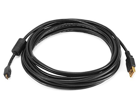 Monoprice 105460 15 ft USB 2.0 A Male to Micro 5-Pin Male 28/24AWG Cable with Ferrite Core