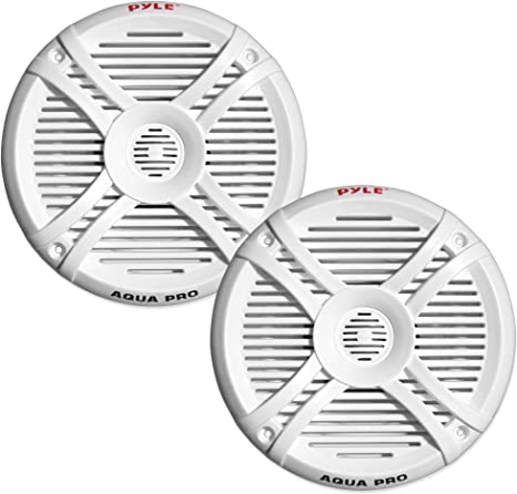 Pyle Dual 7.7'' Water Resistant Marine Speakers, 2-Way Full Range Stereo Sound, 280 Watt, White (Pair)