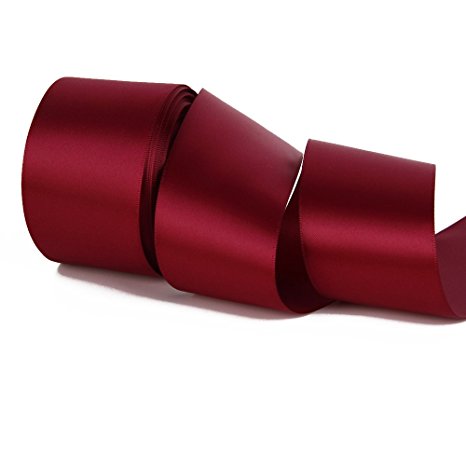 Double Face Satin Ribbon 20 Yards For Party Wedding Home Decoration Handmade Craft (2" Wide, 275 Wine Red)