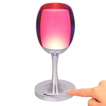 LEDGOO Indoor Acrylic Warm White RGB Colorful LED Desk Reading Lighting Lamp with Wine Cup Shape for Festival Bar Decoration Birthday Gift