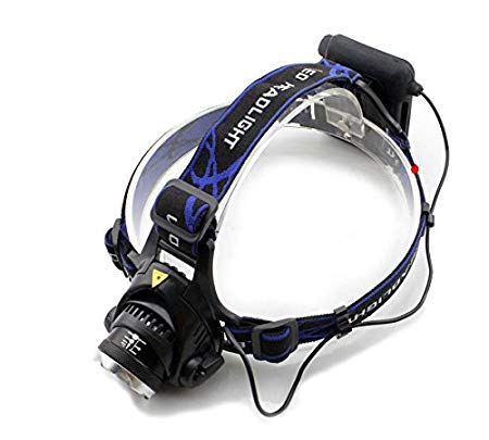 LED Headlamp Super Bright Waterproof - Genwiss Head Lamp 5000Lm XML T6 Headlight Flashlight Light Zoomable Adjustable Focus for Camping Biking Working Hunting Fishing Riding Walking 4 AA Batteries
