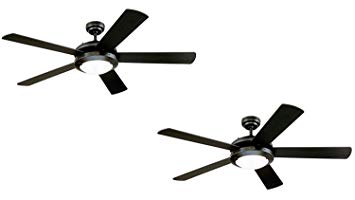 Westinghouse Comet 52-Inch Matte Black Indoor Ceiling Fan, Light Kit with Frosted Glass (Black 2 Pack) (Black 2 Pack)