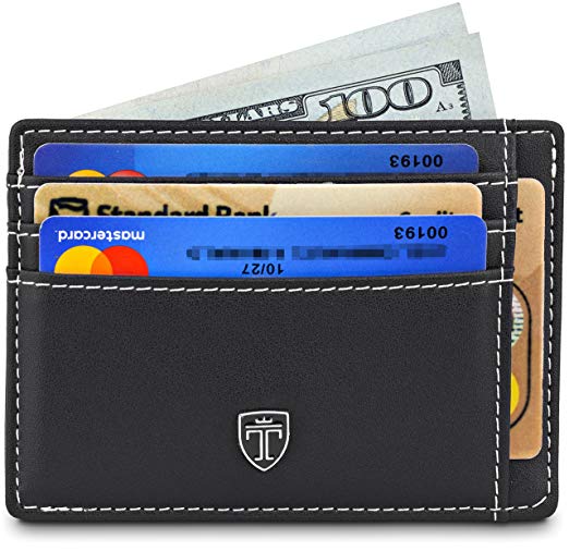TRAVANDO Front Pocket Minimalist Slim Wallets for Men „TEXAS“ – 9 Card Slots – RFID Blocking – Thin Card Sleeve