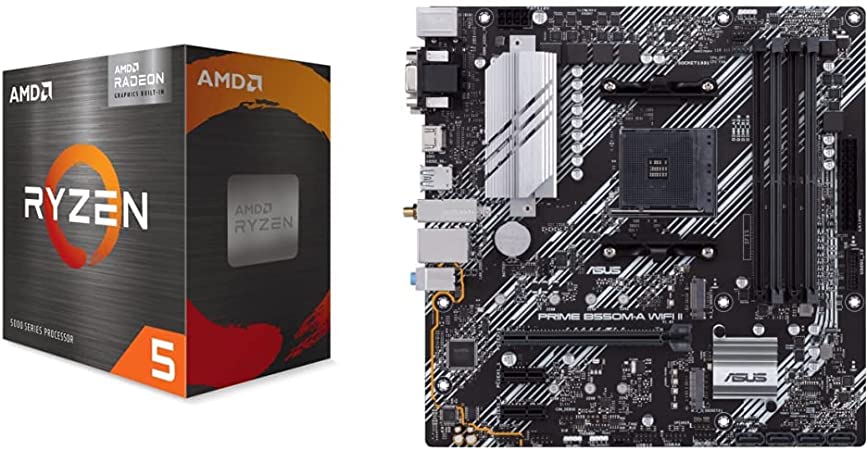 AMD Ryzen 5 5600G 6-Core 12-Thread Unlocked Desktop Processor with Radeon Graphics & ASUS Prime B550M-A WiFi II Gaming Motherboard