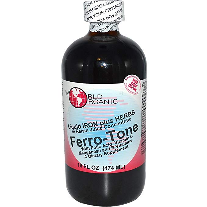Ferro-Tone Liquid Iron Plus Herbs World Organics 16 oz Liquid