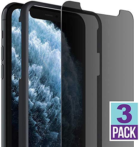 FlexGear Privacy Screen Protector for iPhone 11 Pro Max [New Generation] Tempered Glass (3-Pack)