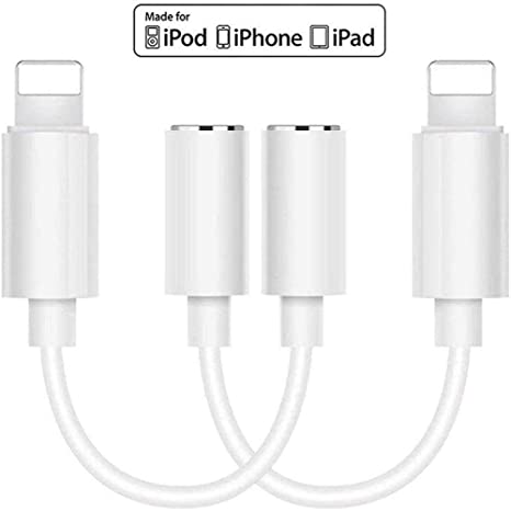 [Apple MFi Certified] 2 Pack-iPhone Headphones Adapter, Lightning to 3.5 mm Headphone Jack Adapter for iPhone 11/7/7Plus/ 8/8Plus/X/10/XR/Xs/Xs Max Dongle Headphone Adapter Audio Jack Aux Adapter
