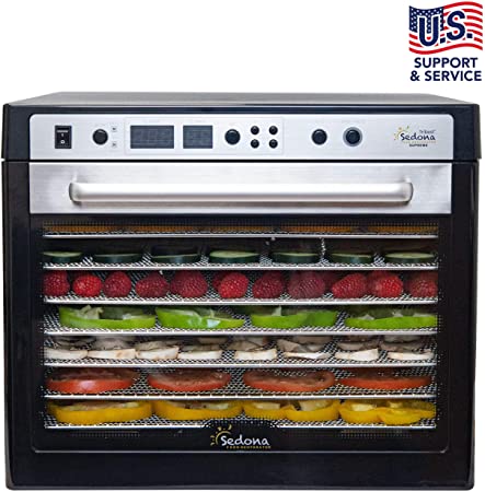 Tribest Sedona Supreme, SDC-S101-B, Commercial Dehydrator with 9 Stainless Steel Trays 10 year, 17"X19.8"x14.3", White