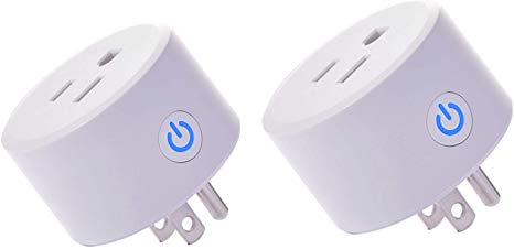 Mini Wifi Outlet Smart Plug Compatible with Alexa, Google Home & IFTTT, Remote Control Your Home Appliances from Anywhere,Only Supports 2.4GHz Network（2 pieces)