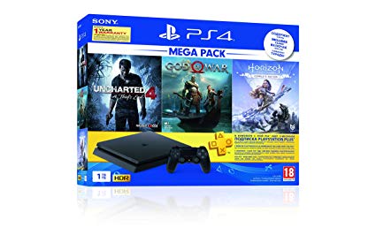 Sony PS4 1 TB Slim Console (Free Games: God of War/Uncharted 4/Horizon Zero Dawn)