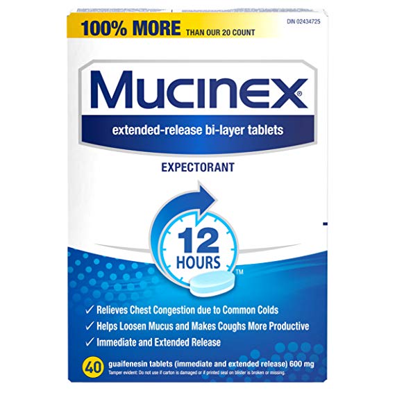 Mucinex, Chest Congestion, 12 Hour Extended-Release Bi-Layer Tablets, Expectorant, 600 mg, 40 Count