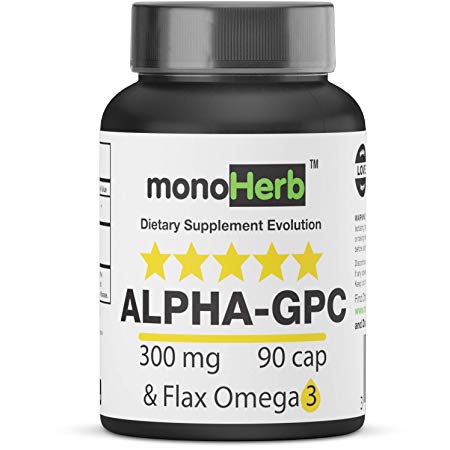 Alpha-GPC Choline Supplement, Alpha-GPC 600 mg Servings in 300 mg 90 Vegan Capsules with Omega 3, Nootropic for Brain Support, Focus, Memory, Motivation, and Energy